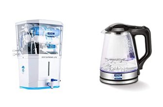 Kent Supreme Lite 2020 (11110), Wall Mountable, Ro + Uf + Tds Control, 8 L Tank, White, 20 Lph Water Purifier & Kent 16023 1500-Watt Electric Kettle (Transparent)