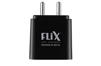 Flix (Beetel) Rise 2.4 12W Dual Usb Smart Charger, Made In India, Bis Certified, Fast Charging Power Adaptor With 1 Meter Cable Micro Usb Cable (Black)(Xwc-63D)