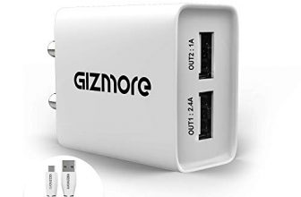 Gizmore Giz Pa604 2.4A Fast Charging Dual Usb Port Wall Charger With Type-C Cable For Smartphone, Tablet, Headphones (White)