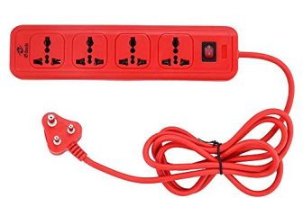 E-Tech 4 Socket Extension Box Board With Surge Protector | Spike Guard | Power Strip | Extension Cord | Flex Box | Power Indicator- 6 Feet Long Cable (Red)