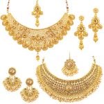 Sukkhi Glamorous Lct Gold Plated Wedding Jewellery Pearl Choker Necklace Set Combo For Women (Cb73381)