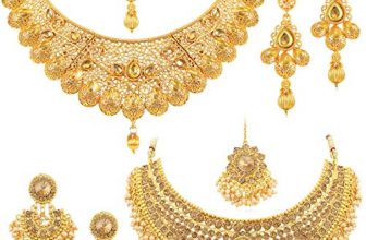 Sukkhi Glamorous Lct Gold Plated Wedding Jewellery Pearl Choker Necklace Set Combo For Women (Cb73381)