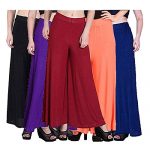 Shmayra By Myra-Syra Women’S Loose Fit Palazzo Pants (Black, Purple, Maroon, Orange, Navy, Free Size) – Pack Of 5