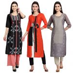 Sancom Women’S Crepe Straight Fit Kurta (G-007-010-018_Multi_4Xl)