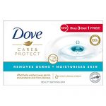 Dove Care & Protect Bathing Bar – Removes 99% Germs & Moisturises Skin, Plant-Based Cleansers, 100 G (Buy 3 Get 1 Free)