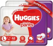 Huggies Wonder Pants Combo Packs With Bubble Bed Technology Diapers – L(84 Pieces)