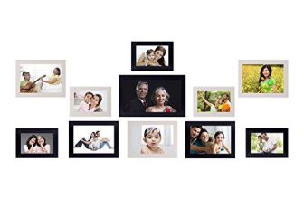 Amazon Brand – Solimo Collage Photo Frames, Set Of 11,Wall Hanging (6 Pcs – 4X6 Inch, 5 Pcs – 5X7 Inch, 1 Pc – 8X10 Inch), Black & Cream