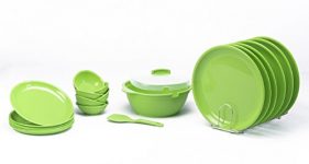 Signoraware Round Dinner Set, 21-Pieces, Parrot Green