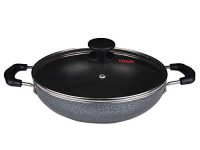 Tosaa Non-Stick 2 L Kadhai With Glass Lid, 24 Cm (Induction And Gas Compatible), Black- Ti3K12Gl