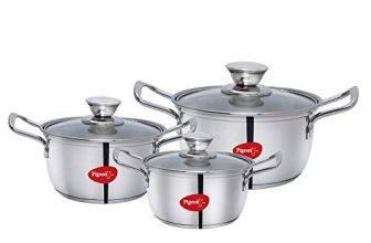Pigeon Stainless Steel Casserole With Lid Cookware Set (Grey, Silver)