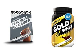 Bigmuscles Nutrition Real Mass Gainer [5 Kg, Chocolate] & Bigmuscles Nutrition Premium Gold Whey 1Kg
