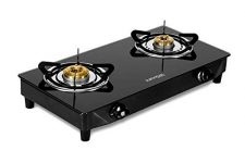 Black Pearl Stainless Steel, Doorstep Service Lifestyle Open Glass Top 2 Burner Gas Stove, Black
