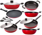 Nirlon Non Stick Aluminium Pfoa Free Non-Toxic Durable Kitchenware Set Of10 Pieces (2.6Mm_Dkd(J)_Fp12_Fp13_Kd11_Kd12_Kd13_Ft12_3Spoon)