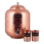 Crockery Wala And Company Jointless Pure Copper Water Dispenser/Matka 16 L And 2 Glasses