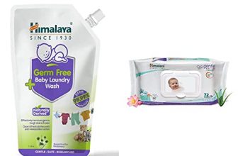 Himalaya Germ Free Baby Laundry Wash 1 L Pouch, White, (7004801) & Himalaya Gentle Baby Wipes, 72 Wipes,White