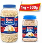 Manna Oats – 1.5Kg (1Kg X 1 Jar And 0.5Kg X 1 Jar) | Gluten Free Steel Cut Rolled Oats | High In Fibre & Protein | 100% Natural | Helps Maintain Cholesterol. Good For Diabetics Plastic Bottle(2 X 0.75 Kg)