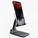 Ambrane Mobile Holding Stand, 180° Perfect View, Height Adjustment, Wide Compatibility, Multipurpose, Anti-Skid Design (Twistand, Black)