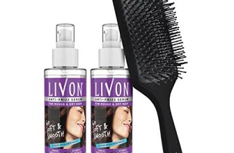 Livon Serum For Dry & Rough Hair For 24 Hour Frizz-Free Smoothness,100 Ml (Pack Of 2) With Vega Hair Brush