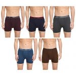 Dixcy Scott Men’S Cotton Trunks (Pack Of 5) (Crosstrunk-P5_Navy/Dark Grey/Lt Coffee Brown/Denim Blue/Wine_L)