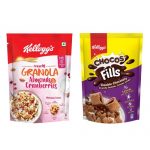 Kellogg’S Chocos Fills Double Chocolaty 170G And Granola Almonds & Cranberries 140G Combo Pack | Naturally Cholesterol Free | Multigrain Breakfast Cereal
