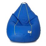 Tud Leatherette Classic Xxl Bean Bag Filled (With Beans) Colour -Royal Blue With Yellow Piping