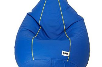 Tud Leatherette Classic Xxl Bean Bag Filled (With Beans) Colour -Royal Blue With Yellow Piping