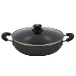 Lifelong Non-Stick 2 Litre Kadhai With Glass Lid, 24 Cm, Black/Grey (Induction And Gas Compatible)