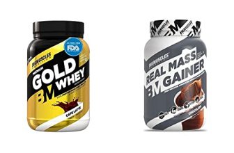 Bigmuscles Nutrition Premium Gold Whey 1Kg Whey Protein Isolate Blend & Bigmuscles Nutrition Real Mass Gainer [1Kg, Chocolate]