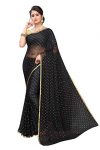 Anni Designer Women’S Black Chiffon Saree With Blouse Piece (Bundi Black_Free Size)