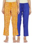 Indigo Women’S Pack Of 2 Pajamas(Aw21/Blc-317_Blue+ Yellow_M)