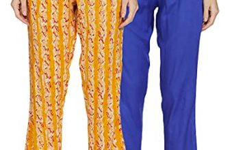 Indigo Women’S Pack Of 2 Pajamas(Aw21/Blc-317_Blue+ Yellow_M)