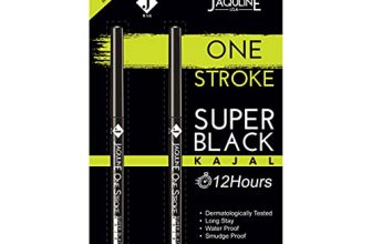 Jaquline Usa Onestroke Super Black Kajal Twin Pack, Smudge Proof, Water Proof, Black, (Pack Of 2)
