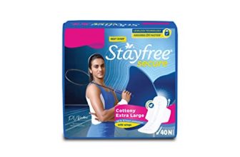 Stayfree Secure Extra Large Cottony Soft Cover Sanitary Pads For Women With Wings, 40 Pads