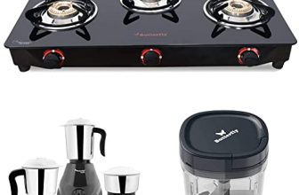 Butterfly Glass Top Gas Stove (3 Burner)+ 3 Ltr Pressure Cooker (Outer Lid)+ Ss Idli Maker (4 Plates)+ 500W Mixer Grinder (3 Ss Jars)+ Hand Chopper (900 Ml)+ Ss Hot And Cold Flask (0.5 L)
