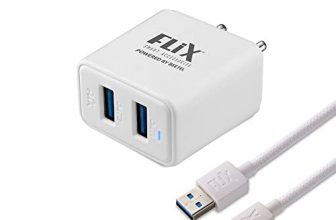 Flix (Beetel) Bolt 2.4 12W Dual Usb Smart Charger, Made In India, Bis Certified, Fast Charging Power Adaptor With 1 Meter Usb To Type C Cable For Cellular Phones (White)(Xwc-64D)