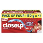 Closeup Everfresh+ Anti Germ, Red Hot Gel Toothpaste With Triple Fresh Formula For 12 Hrs Of Freshness & Protection, Eliminates Bad Breath, Plaque Removal (600 G/150G X 4)
