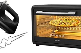 Philips Hr3705/10 300-Watt Hand Mixer & Hd6976/00 36-Litre Digital Oven Toaster Grill, 2000W, With Opti Temp Technology, Temperature Control, Convection Mode, 7-Level Browning Function