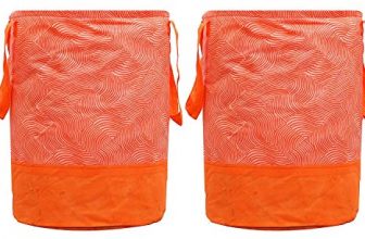Fun Homes Laheriya Printed 2 Pieces Waterproof Non-Woven Laundry Bag,Toy Storage,Laundry Basket Organizer 45 L (Orange), Pack Of 2 (Fun055)