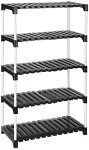 Amazon Brand – Solimo Multipurpose Rack For Shoes And Clothes, 5 Racks, Black, Plastic