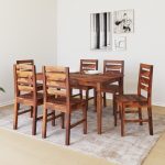 @Home By Nilkamal Europa Solid Wood 6 Seater Dining Set(Finish Color -Walnut, Knock Down)