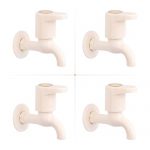 Ruhe®Bib Cock Ptmt Tap| Plastic City Collection Bib Cock With Wall Flange Tap / Faucet (Ivory Colour)(Pack Of 4)