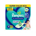 Pampers All Round Protection Pants, Medium Size Baby Diapers (M) 200 Count, Lotion With Aloe Vera