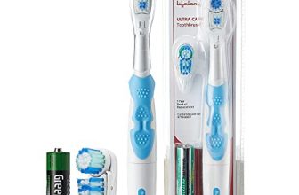 Lifelong Lldc45 Ultra Care Battery Operated Toothbrush With Replaceable Brush Head | Battery Powered Sonic ﻿Electric Toothbrush With Soft Floss Tip & Spiral Bristles (1 Year Warranty, Blue)