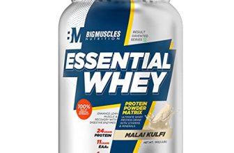 Bigmuscles Nutrition Essential Whey Protein 1Kg [Malai Kulfi] | 24G Protein Per Serving With Digestive Enzymes, Vitamin & Minerals, No Added Sugar | Improved Strength , Faster Recovery & Muscle Building