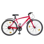 Wheely Flame, 700C Hybrid Bike For Men And Women, Single Speed, 18″ Steel Frame, Red Colour, Ideal For 15+ Yrs, Height 4.10 To 5.8 Feet