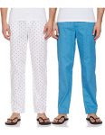 Amazon Brand – Symbol Men’S Printed Regular Fit Pyjamas (Pack Of 2) Pajama Bottom (A2-Sympj-Dur-Po2-08_White29&Royal Blue10_S)