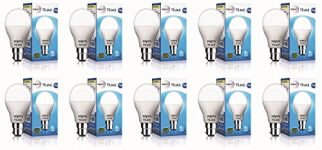 Wipro Tejas Base B22 7-Watt Led Bulb (Pack Of 10, Cool Day Light)