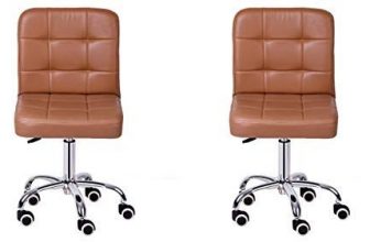 Da Urban® Cadbury Pack Of 2 Height Adjustable & Revolving Bar Stool / Kitchen Chair With Wheels (Beige)