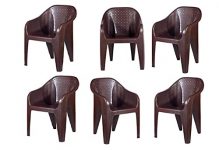 Homiboss Premium Plastic Sofa Chair | Kursi | Chairs For Home, Dining Room, Bedroom, Kitchen, Living Room, Office And Outdoor & Garden | Dust Free | Brown | Set Of 4 Pcs