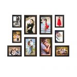 Amazon Brand – Solimo Set Of 10 Photo Frames (4″X6″:4Pcs, 5″X7″:2Pcs & 6″X10″:4Pcs), Brown